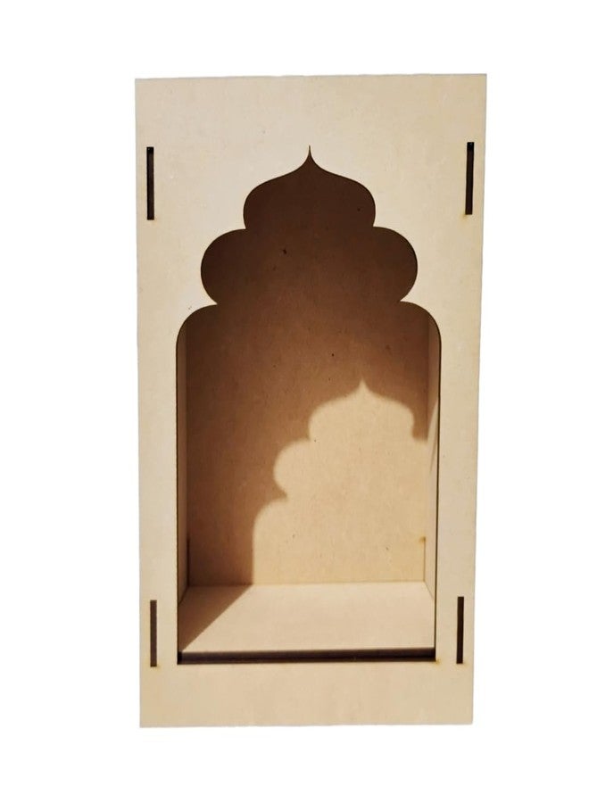 LET'S DIY Unfinished Wood MDF Jharokha Wall Decor Kit - Plain Box Cutout Wooden Craft for Creative Home Decor, Customizable Frame for Art, Painting, and DIY Projects - Image 2